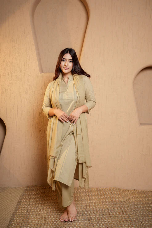 Sandstone Serenity – 3 Pc Cotton Ensemble