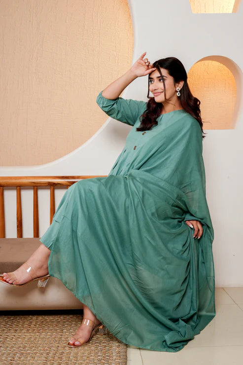 Elegant Meadow – Plain Green Suit Set