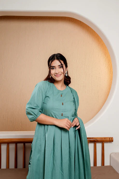 Elegant Meadow – Plain Green Suit Set