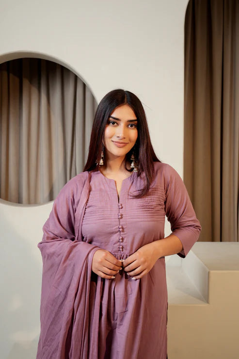 Lavender Luxe – 3 Pc Pure Cotton Suit Set