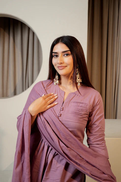 Lavender Luxe – 3 Pc Pure Cotton Suit Set
