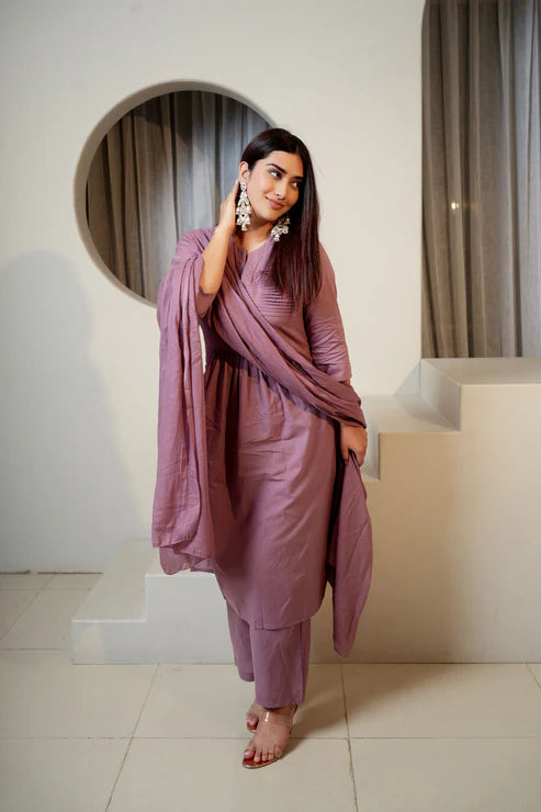 Lavender Luxe – 3 Pc Pure Cotton Suit Set