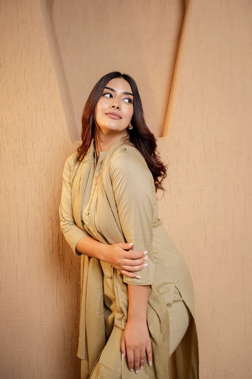Sandstone Serenity – 3 Pc Cotton Ensemble