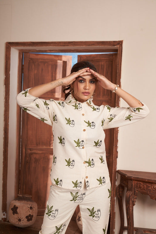 Noor Vibe – Khadi Cotton Coord Set with Subtle Embroidery