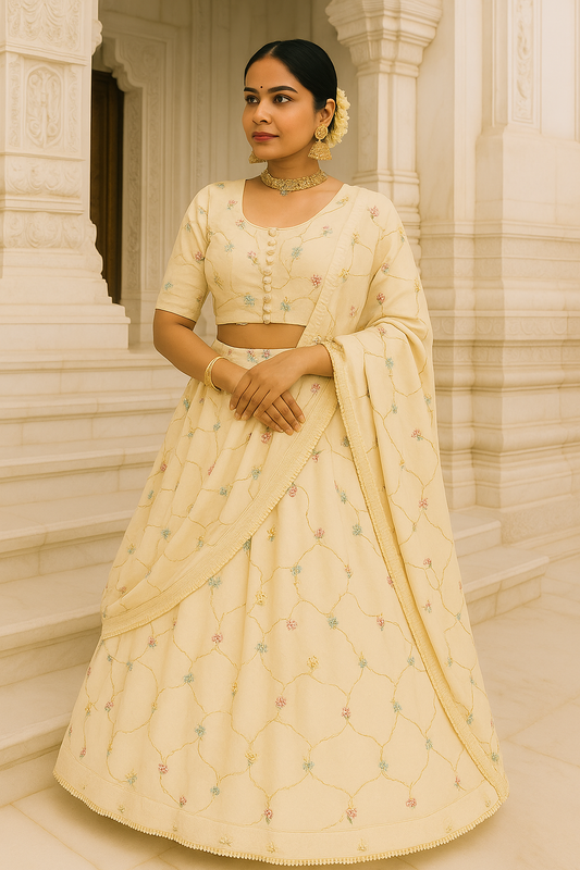 TanaBaanaCouture – Mehak Blush Bloom Handcrafted Lehenga Set